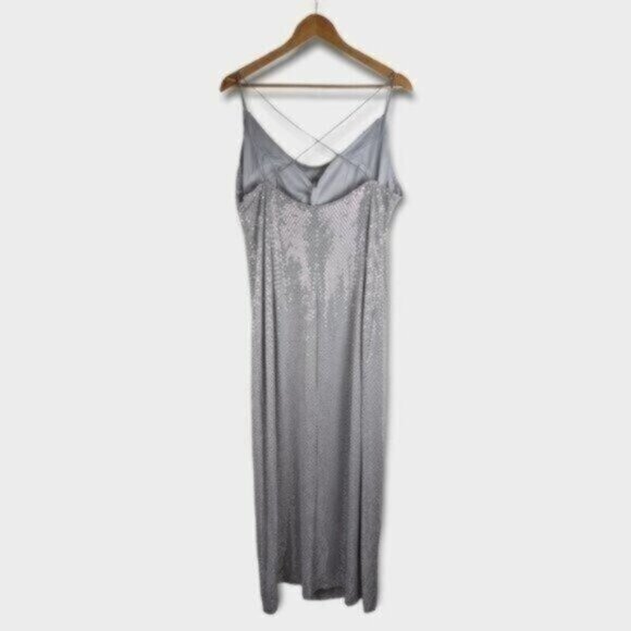 Sophia Rose Silver Gray Cowl Neck Maxi Dress XL Women - Picture 5 of 10